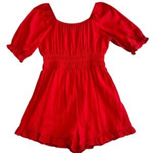 FRANKI Girls Red Romper Youth 14 EUC